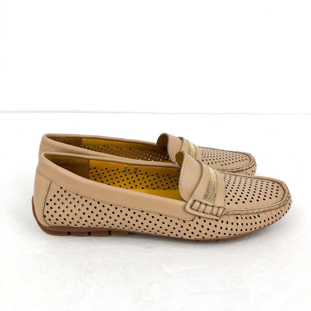 Vaneli Womens Acris Driving Loafers SIZE 6 M EU 36.5 Nude Tan Leather NIB - Picture 3 of 10
